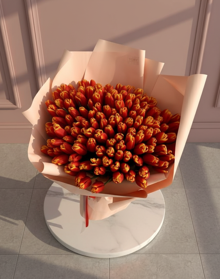 Bouquet of 201 tulips "Ogonyok"