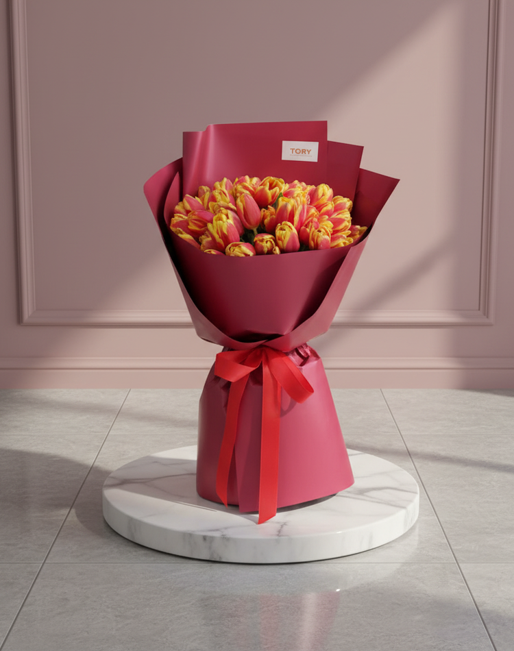 Bouquet of 51 tulips "Ogonyok"
